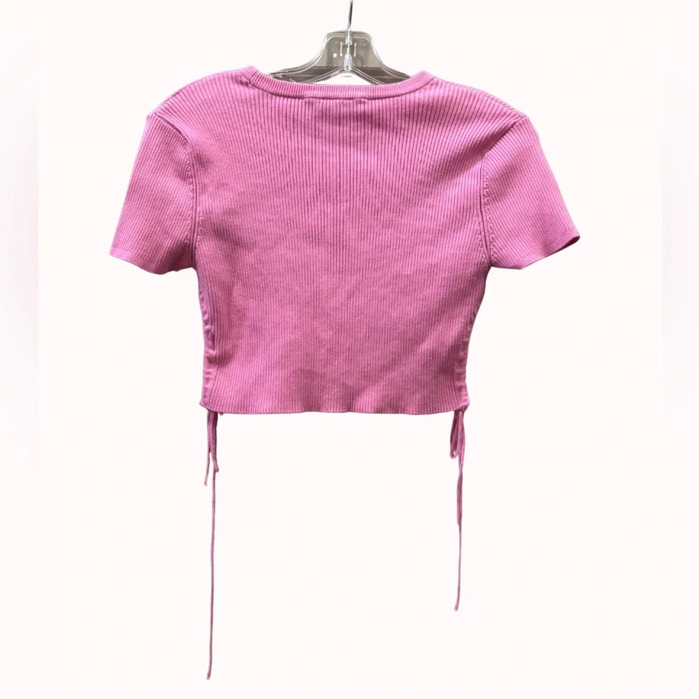 Zara Pink Ribbed Crop Top - Picture 2 of 4